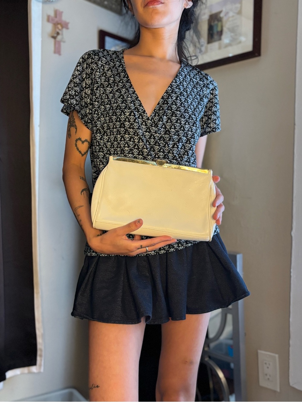 White Leather Clutch by Saddle River